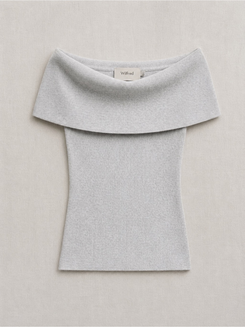 Aritzia Wilfred Soft Gray Off-Shoulder Sweater